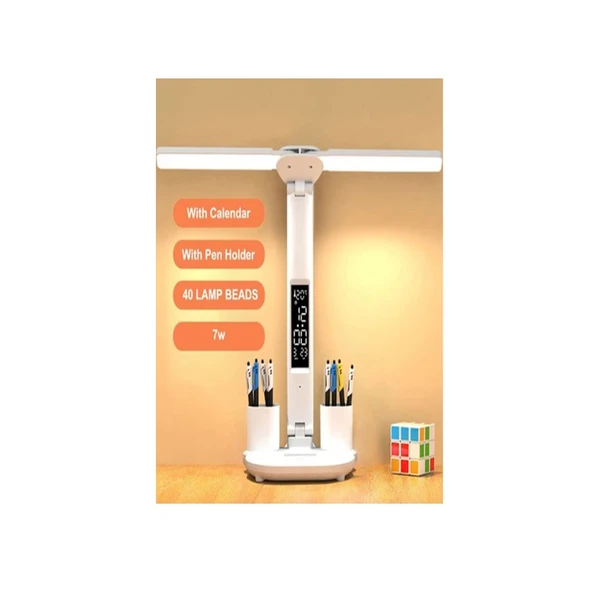 Led Dokunmatik Katlanabilir Masa Lambası Takvim Sıcaklık Saat Şarjlı Masa Lambası - 3