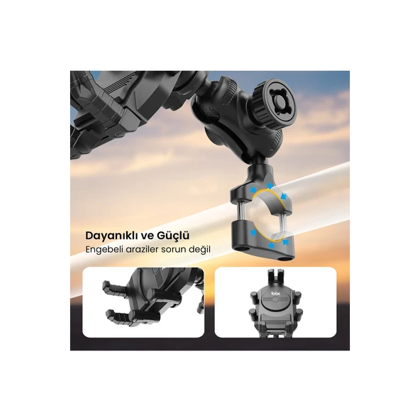 Gidon Bağlantılı Güneş Ve Yağmur Korumalı 360° Derece Ayarlanabilir Motosiklet Bisiklet Telefon Tutucu - 2