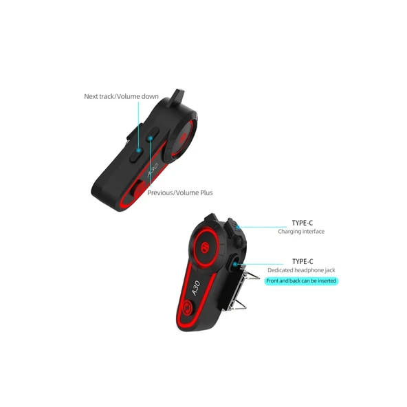 A30 Motosiklet Kask Kulaklık Intercom Işıklı 2 Eşleşme Özellikli - 5