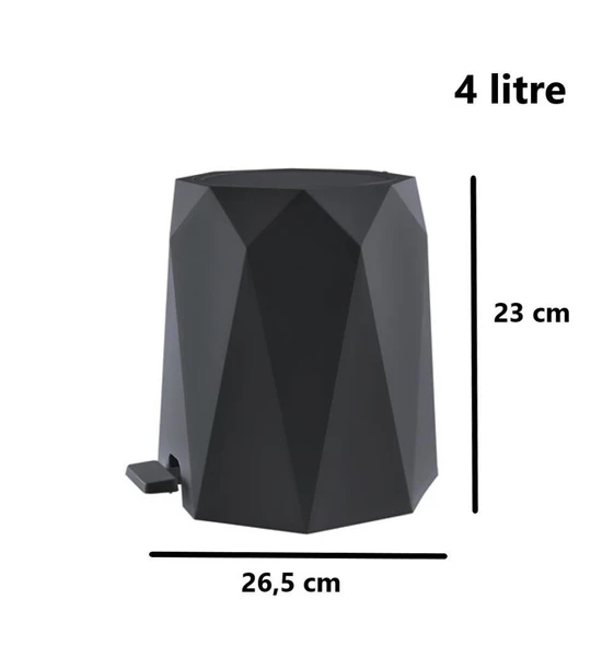 Omnipazar ELF-476 Geo Plastik Pedallı Çöp Kovası 4 Litre - 2