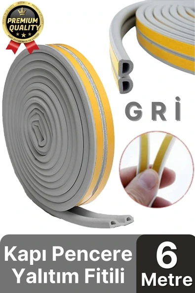 Güçlü Kendinden Yapışkanlı Kapı Pencere Soğuk Hava Geçirmez Yalıtım İzolasyon Gri Fitil 6 Metre - 1
