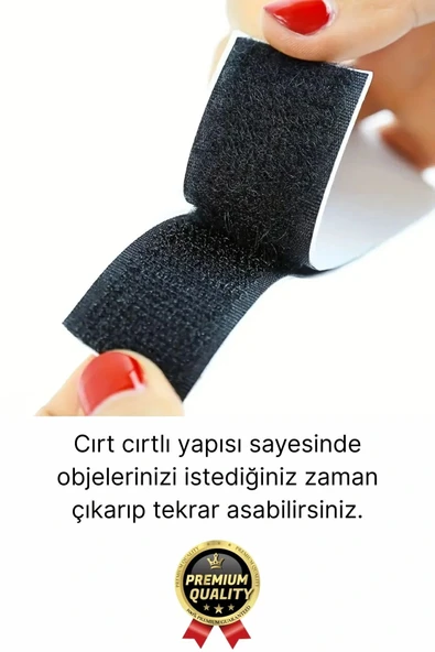 Ultra Güçlü İz Bırakmaz Çivisiz Tablo Çerçeve Asma Kendinden Yapışkanlı Siyah Cırt Bant 12'li Set - 5