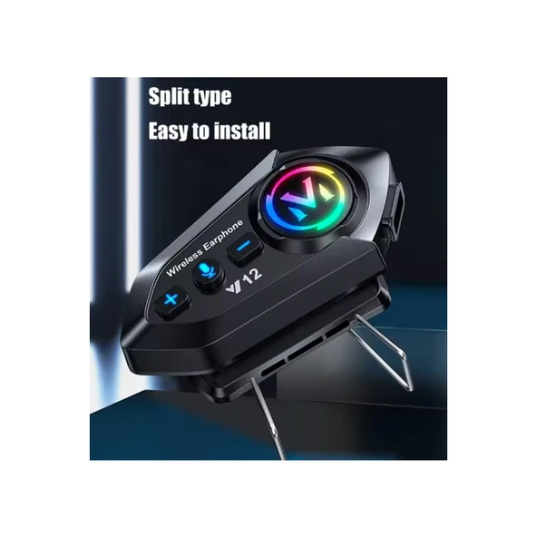 Y12  Motor Kask Kulaklık Rgb Modlu Radyolu Motosiklet Kulaklık 5.3 Bluetooth Intercom - 2
