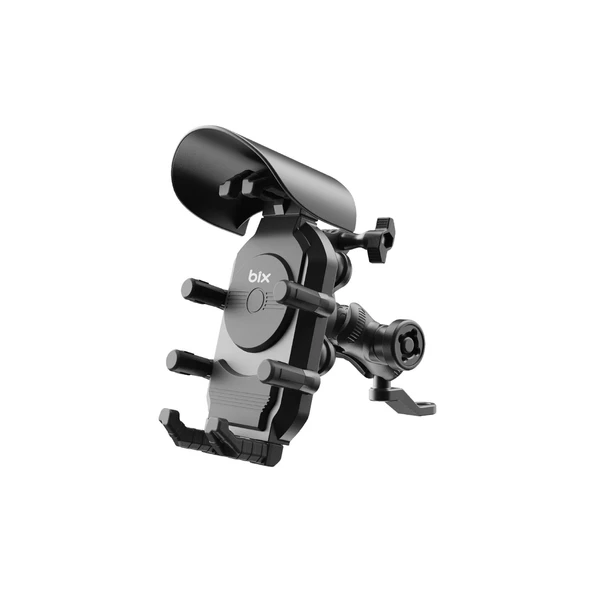 Ayna Bağlantılı Güneş Ve Yağmur Korumalı 360° Derece Ayarlanabilir Motosiklet Telefon Tutucu - 2