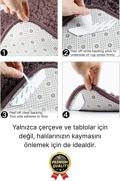 Ultra Güçlü İz Bırakmaz Çivisiz Tablo Çerçeve Asma Kendinden Yapışkanlı Siyah Cırt Bant 12'li Set - 3