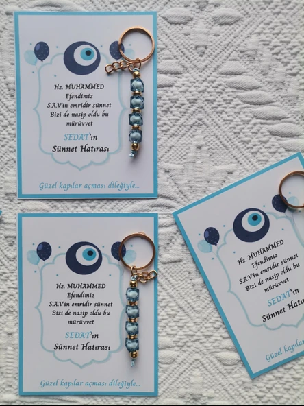 32 Adet Kişiye Özel Hz MUHAMMED S.A.V'in Emridir Yazılı Sünnet Hatırası Hediyelik Anahtarlık - Resim 5