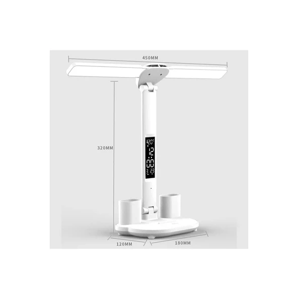 Led Dokunmatik Katlanabilir Masa Lambası Takvim Sıcaklık Saat Şarjlı Masa Lambası - 6