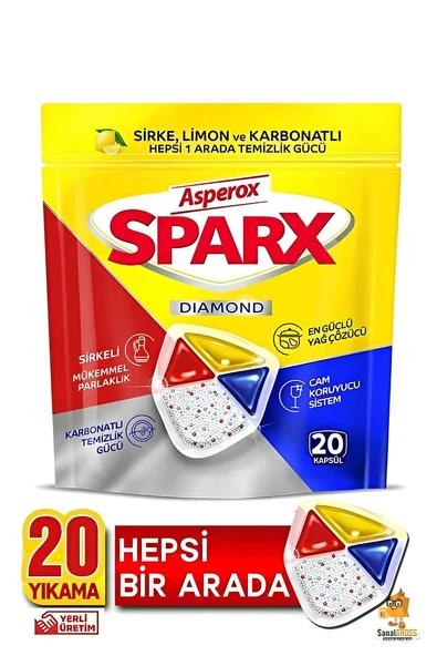 Asperox Sparx Diamond 20 Li Bulaşık Makinesi Kapsülü.