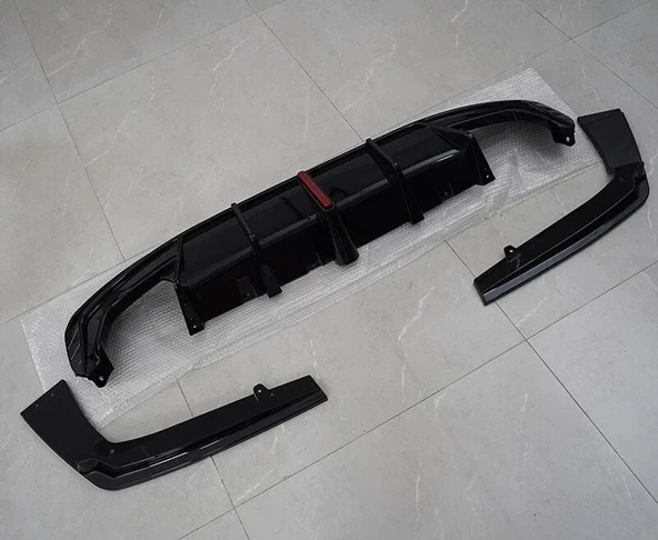 AUTOGP Bmw g30 arka tampon difüzörü ledli ve egzoz ucu seti 2017+ pianoblack - 2