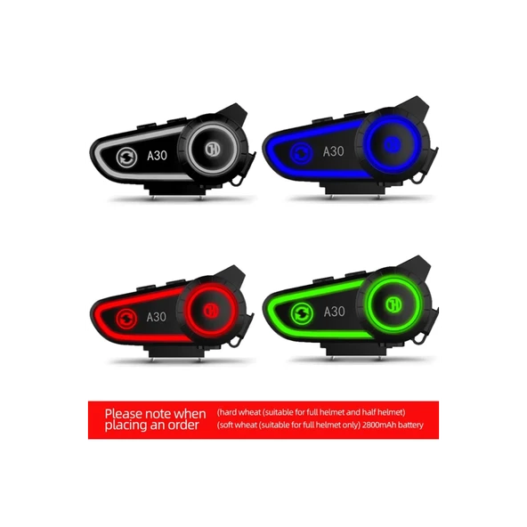 A30 Motosiklet Kask Kulaklık Intercom Işıklı 2 Eşleşme Özellikli - 2