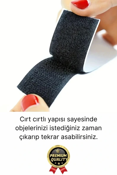 Ultra Güçlü İz Bırakmaz Çivisiz Tablo Çerçeve Asma Kendinden Yapışkanlı Siyah Cırt Bant 24'lü Set - 5
