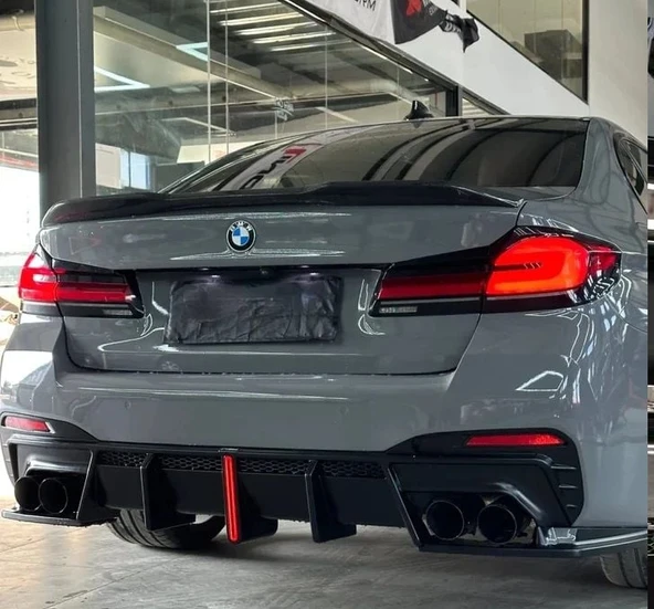 AUTOGP Bmw g30 arka tampon difüzörü ledli ve egzoz ucu seti 2017+ pianoblack - 3