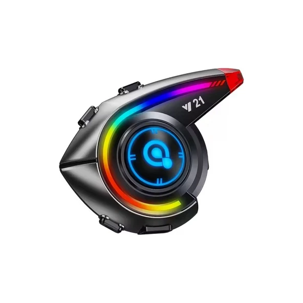 Y21 Rgb Işık Efektli Intercom Bluetooth Motosiklet Kask Kulaklığı Intercom Kulaklık - 7
