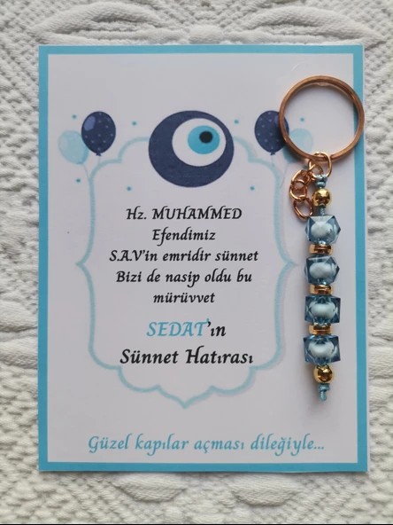 64 Adet Kişiye Özel Hz MUHAMMED S.A.V'in Emridir Yazılı Sünnet Hatırası Hediyelik Anahtarlık ürün görseli