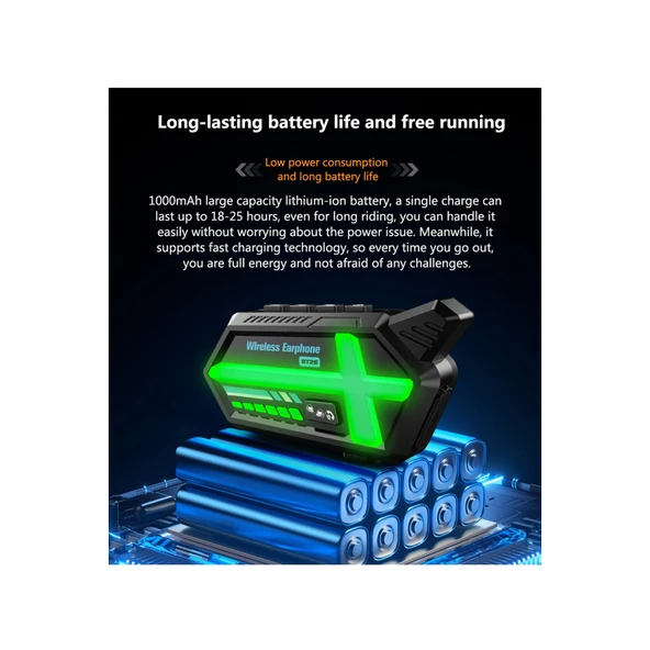 Bt26 Motosiklet Kask Kulaklık Bluetooth Rgb Işıklı 2 Eşleşme Özellikli 1000 Mah Intercom - 5