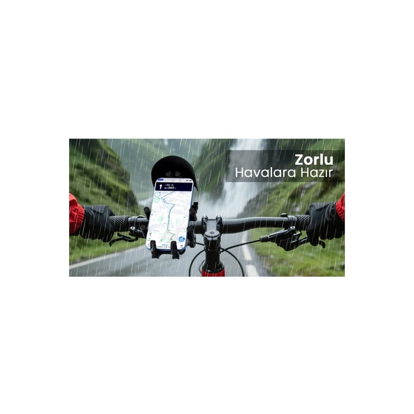 Gidon Bağlantılı Güneş Ve Yağmur Korumalı 360° Derece Ayarlanabilir Motosiklet Bisiklet Telefon Tutucu - 6