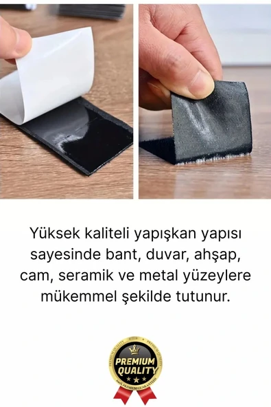 Ultra Güçlü İz Bırakmaz Çivisiz Tablo Çerçeve Asma Kendinden Yapışkanlı Siyah Cırt Bant 12'li Set - 4