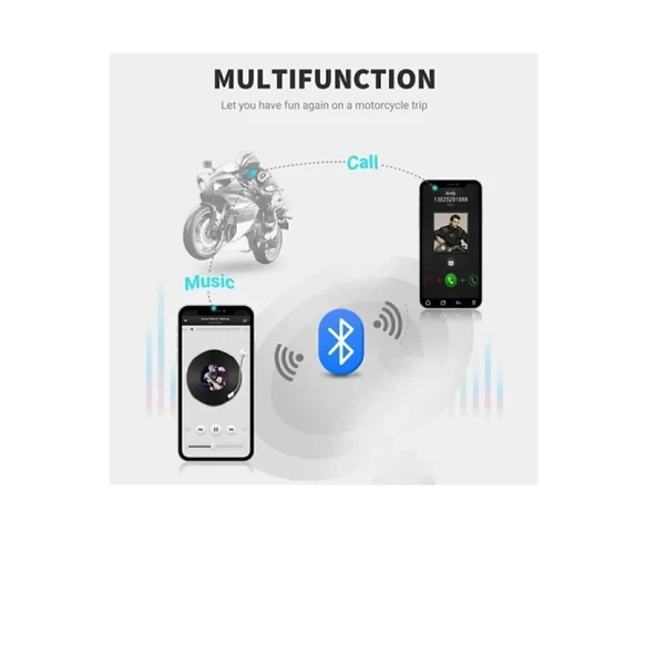 D60 2x Motosiklet Kask Kulaklığı Bluetooth Intercom Rgb Işıklı 2 Intercom Bağlantılı - 3