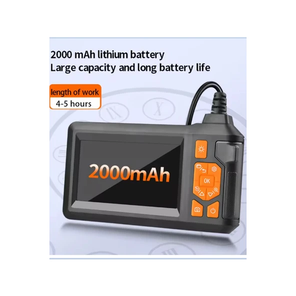 Ekranlı 3 Kameralı 10 Mt Hafıza Kart Destekli Sert Kablo Yılan Endoskop Kamera 8 Mm 4.3 Inc - 3