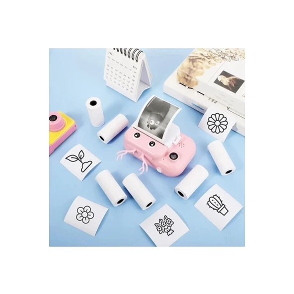 Çocuk Kamera Baskı Kağıdı, 5’li Rulo 57x25mm Çekirdekli Fotoğraf Baskı Termal Kağıt Rulo - 2