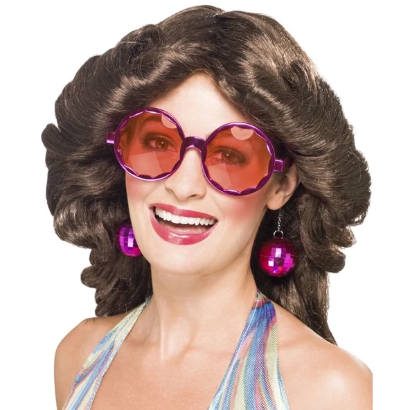 Disko Toplu Küpeli Parti Gözlüğü Pembe Renk - 2