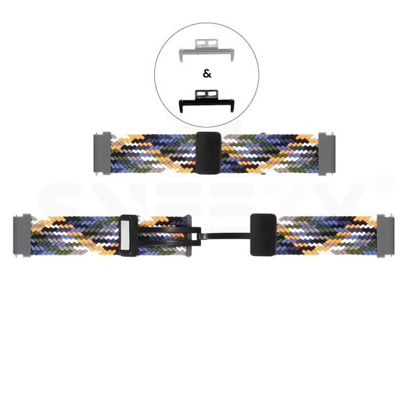 Sneezy Huawei Watch Fit 2  İle Uyumlu FiberLink Manyetik Tokalı Kumaş Örgü Kordon  Koyu Gri - Resim 5