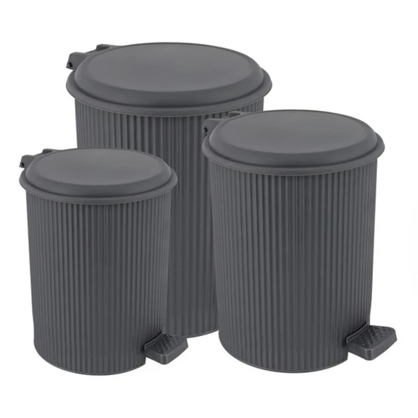 Omnipazar ELF-N320 Nostalji 3 Boy Plastik Pedallı Çöp Kovası - 1