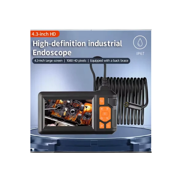 Ekranlı 3 Kameralı 10 Mt Hafıza Kart Destekli Sert Kablo Yılan Endoskop Kamera 8 Mm 4.3 Inc - 2