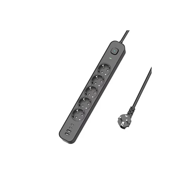 5 Prizli Akım Korumalı Uzatma Kablosu | 2xusb-a + 2xusb-c | 3680w - 2m Kablo
