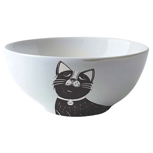 M-Pets Galya Seramik Kedi Mama ve Su Kabı Siyah Beyaz 550 Ml ürün görseli