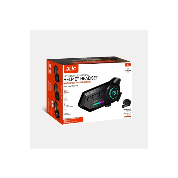 X3 Motor Kask Kulaklık Rgb Modlu Su Geçirmez 5.3 Bluetooth Intercom - 2