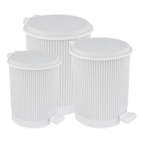 Omnipazar ELF-N320 Nostalji 3 Boy Plastik Pedallı Çöp Kovası - 5