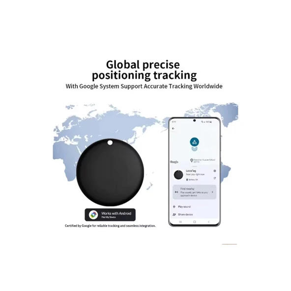 Airtag Android Konum Belirleme Akıllı Takip Cihazı Smart Finder Siyah - 4