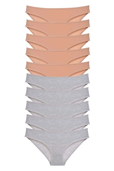 biçomi 10 adet Süper Eko Set Likralı Kadın Slip Külot Ten Gri ürün görseli