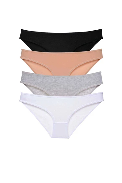 biçomi 4 adet Süper Eko Set Likralı Kadın Slip Külot Siyah Ten Gri Beyaz ürün görseli