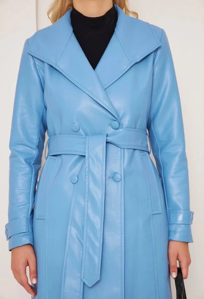 BİÇOMİ DÜĞMELİ UZUN DERİ KABAN - Resim 2