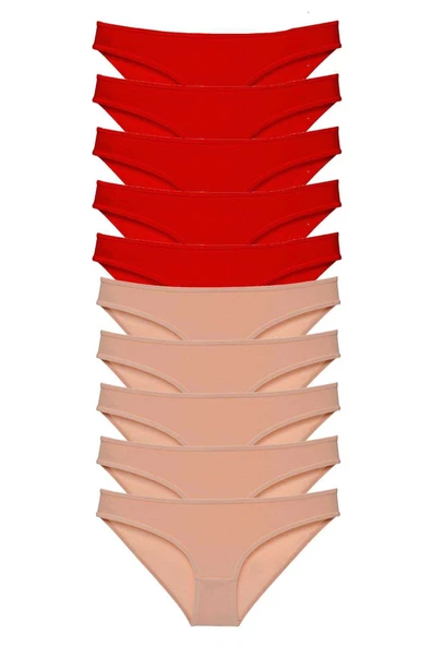 biçomi 10 adet Eko Set Likralı Kadın Slip Külot Kırmızı Ten ürün görseli