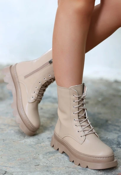 BİÇOMİ Orge Nude Cilt Bağcıklı Bot - Resim 3