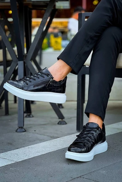 BİÇOMİ KB-309  Kuback  Siyah Fermuar Ve Bağcıklı  Günlük Erkek  Ayakkabı - Resim 6