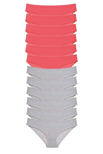 biçomi 12 adet Süper Eko Set Likralı Kadın Slip Külot Fuşya Gri ürün görseli