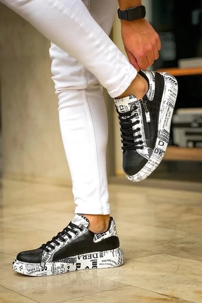 BİÇOMİ KB-02  Kuback Bağcıklı Crocodile Siyah Gazete Günlük Erkek Ayakkabı - Resim 3