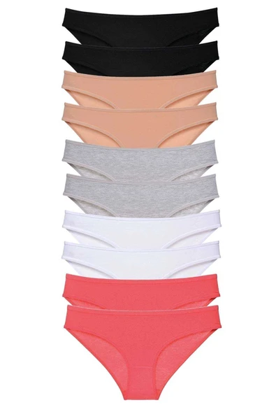 biçomi 10 adet Süper Eko Set Likralı Kadın Slip Külot Siyah Ten Gri Beyaz Fuşya ürün görseli