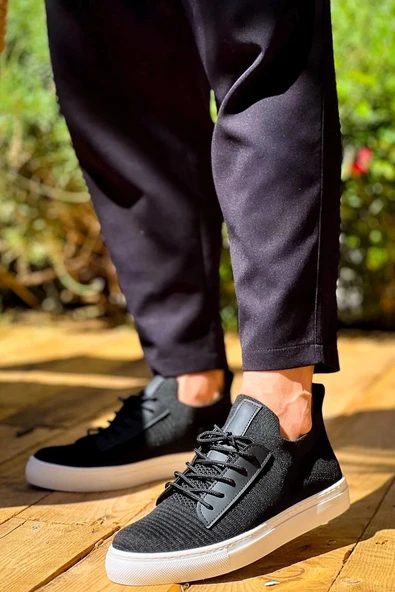 BİÇOMİ KB-110  Kuback BACK Siyah Triko Yüksek Taban Bağcıklı Günlük Erkek Ayakkabı - Resim 3