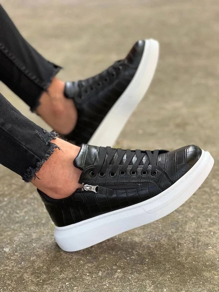 BİÇOMİ KB-309  Kuback  Siyah Fermuar Ve Bağcıklı  Günlük Erkek  Ayakkabı - Resim 2