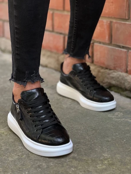 BİÇOMİ KB-309  Kuback  Siyah Fermuar Ve Bağcıklı  Günlük Erkek  Ayakkabı - Resim 3