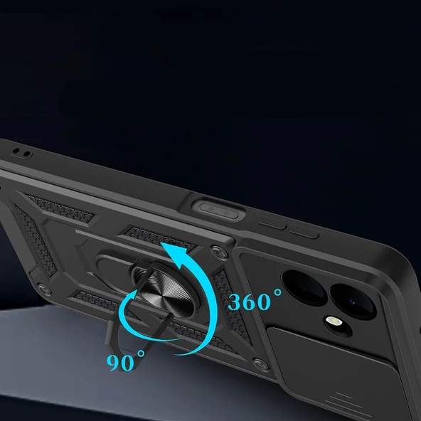 Galaxy A07 Kılıf Magnetik Standlı Kamera Korumalı Zore Sürgülü Vega Kapak - 6