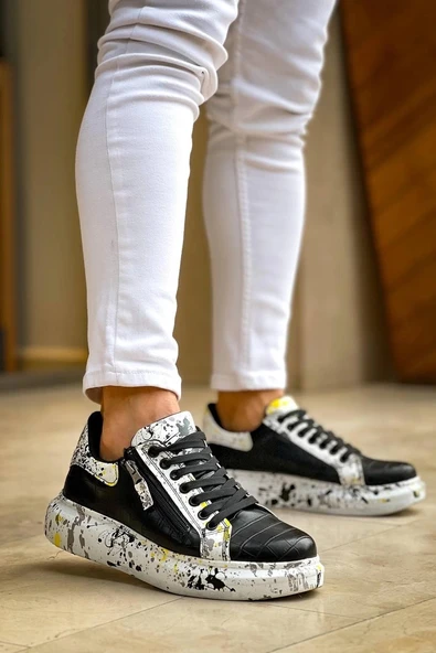 BİÇOMİ KB-02  Kuback Bağcıklı Crocodile Siyah Sarı Günlük Erkek Ayakkabı ürün görseli