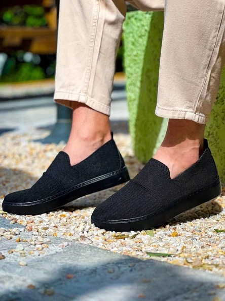 BİÇOMİ KB-114  Kuback Siyah Triko Siyah  Yüksek Taban Bağcıksız Günlük Erkek Ayakkabı - Resim 3