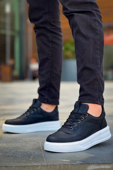 BİÇOMİ KB-006 Kuback Siyah Cilt Yüksek Taban Bağcıklı Günlük Erkek Ayakkabı - Resim 4