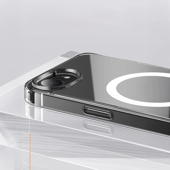 Apple iPhone 16E Kılıf M-safe Şarj Özellikli Şeffaf Sert PC Zore Embos Kapak - 2